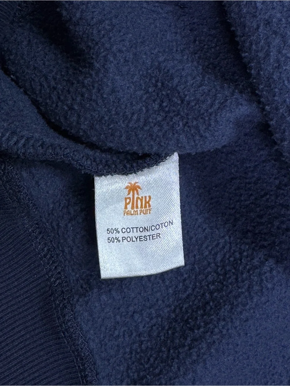 Pink Palm Puff Classic Puff Hoodie Navy Blue Size M